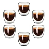 Taza de vidrio de doble pared de 80ML Tazas de bebida de té hechas a mano transparentes Mini taza de whisky Taza de café expreso (Color: A, Tamaño: Un tamaño)